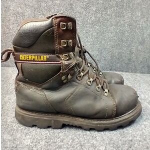 Caterpillar Mens 8.5 Brown Leather Steel Toe Waterproof Work Boots NO INSOLES